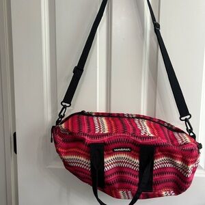 Like new YakPak duffle bag. Pink colorful zigzag design with black details